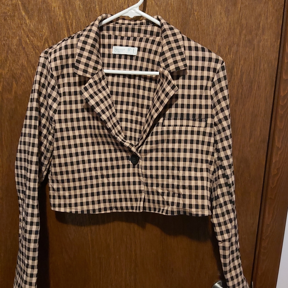 🤯2/$15 Cropped Checkered Blazer Size 4